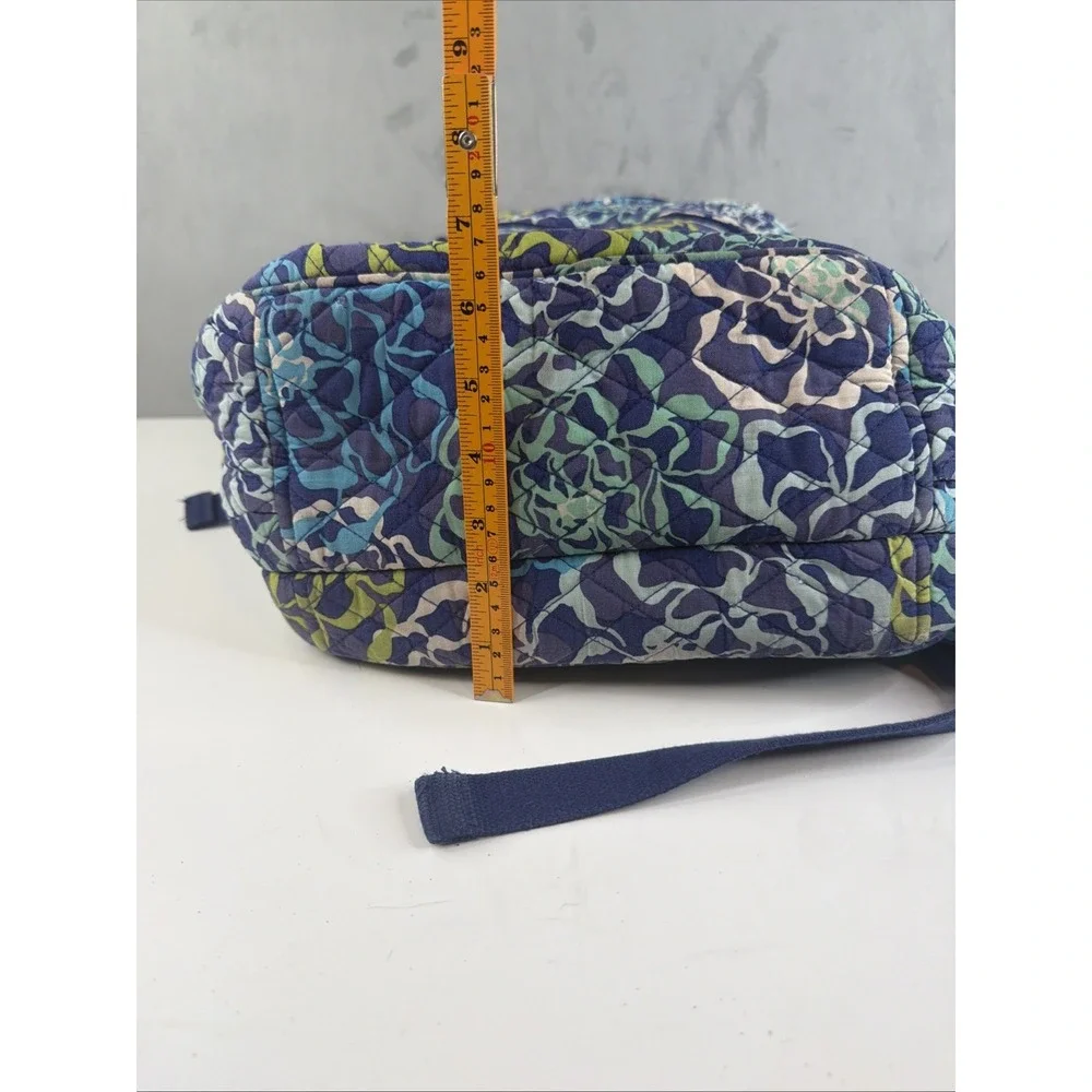 Vera Bradley Backpack Blue Green Floral Quilted Campus School Travel Bag